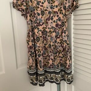 Pink and Black Ruffled A-Line Skirt